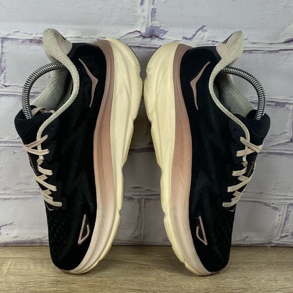 Hoka One One Clifton 9 Running Shoes Women's Size 9 Obsidian Black Pink Sneakers - Picture 5 of 8